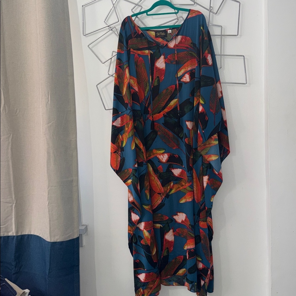 Stunning Bob Mackie Tropical Print Maxi Caftan Size 3X - Picture 2 of 5